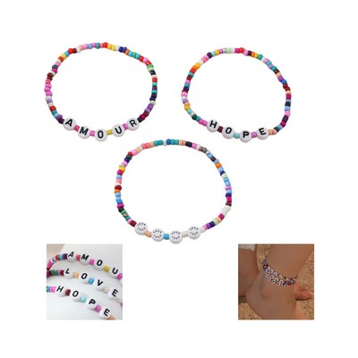 Acrylic Letter Bead Bracelet With Elastic Cord