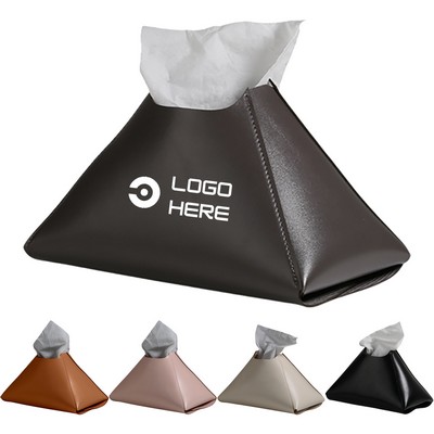 Triangle Leather Tissue Box Holder