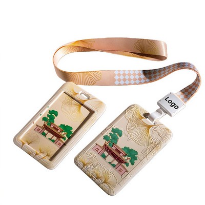 Embossed ID Card Holder with Custom Slide Cover and Lanyard