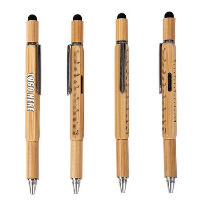 Bamboo Ballpoint Pen with Inch Ruler