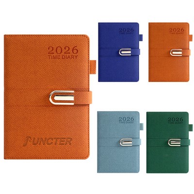A5 PU Leather 2026 Weekly & Monthly Planner Daily Schedule Notebook W/ Pen Sleeve