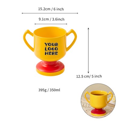 Trophy Shaped Ceramic Mug with Dual Handle
