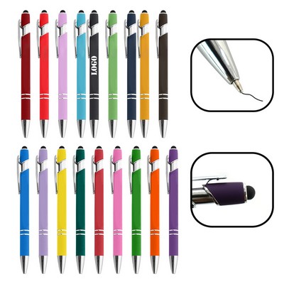 2-in-1 Capacitive Stylus & Ballpoint Pen with Rubberized Anti-Slip Grip Durable Plastic/Metal Barrel