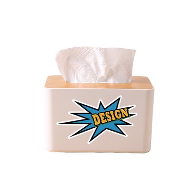 Chic Plastic Tissue Container with Wooden Cover