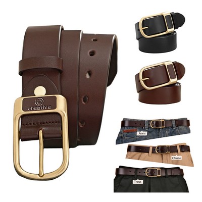 Full Grain Pu Leather Gold Buckle Belt