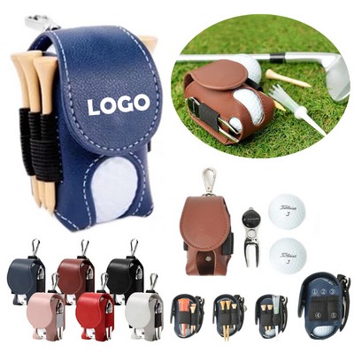 Portable PU Leather Golf Ball Bag With Hook