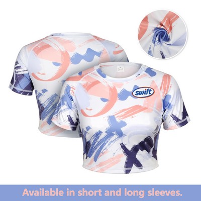 Women's Raglan Workout Crop Top Gym Shirt (Full Color)