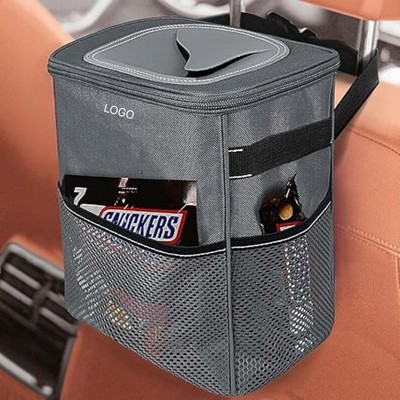Car Trash Can with Lid and Liner Waterproof Leak-Proof Multi-Purpose Vehicle Garbage Bag