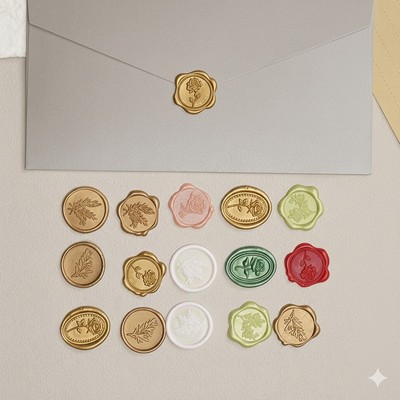 Self-Adhesive Wax Seal Stickers Embossed Wax Coin Seals for Wedding Invitations Retro Decorative