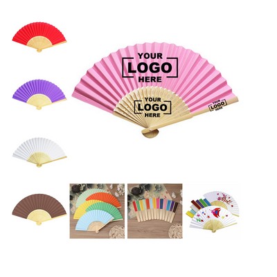Paper Blank Folding Fan Plain Colored Painting DIY Handmade Fan
