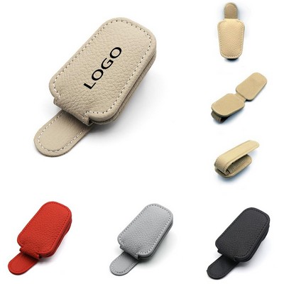 Cowhide Car Storage Glasses Clip
