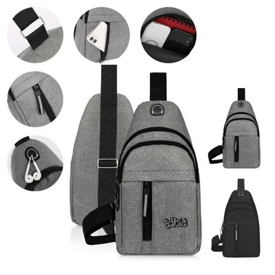 Compact Crossbody Sling Bag with Earbud Port