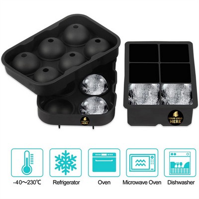 Double Silicone Ice Cube & Ball Mold Set