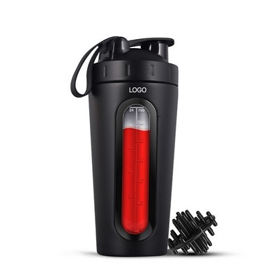 Professional Stainless Steel Shaker Bottle with Visible Scale Leak-Proof Protein Powder Mixer