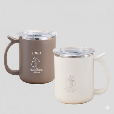 304 Stainless Steel Office Mug with Lid Insulated Coffee & Tea Cup for Home & Work