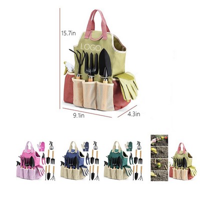 Green Gardening Tool Set With Storage Bag