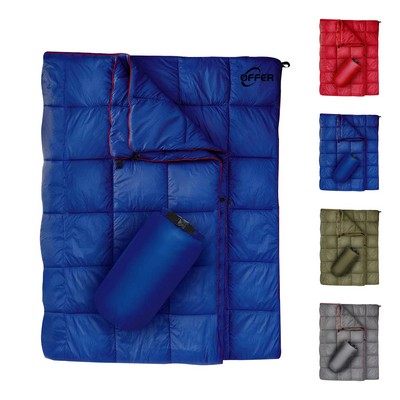 Branded Puffy Waterproof Camping Wearable Packable Blanket