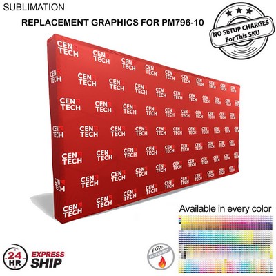 24Hr Express Ship - Replacement Graphics for 15' Straight Wall Tension Fabric with Wrap End Caps