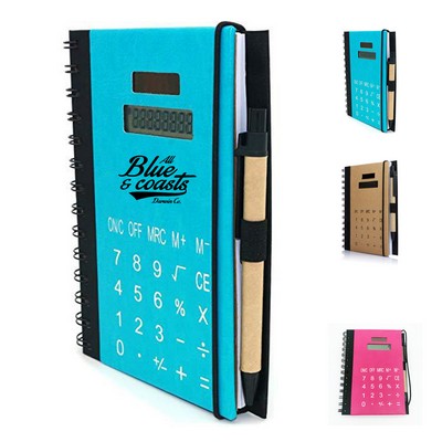 Kraft Cover Notebook with Solar Calculator