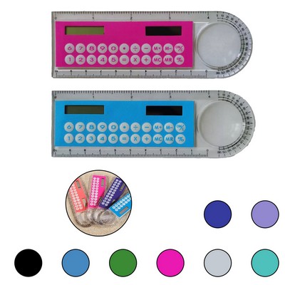 4-in-1 Custom Solar Powered Ruler Calculator w/Magnifier