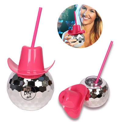 Disco Ball Cups With Cowboy Hat And Straws For Party Wedding