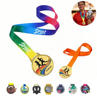 Custom Single Sided 2-D Award Medal with Lanyard