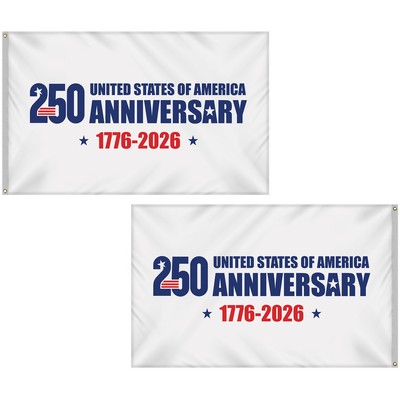 5' x 8' Double Sided White America 250 Anniversary Flag