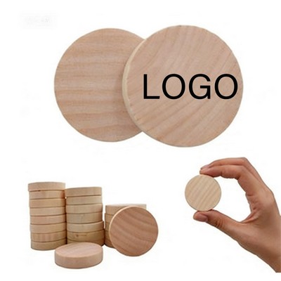 Custom Natural Round Wood Coin Chip And Token