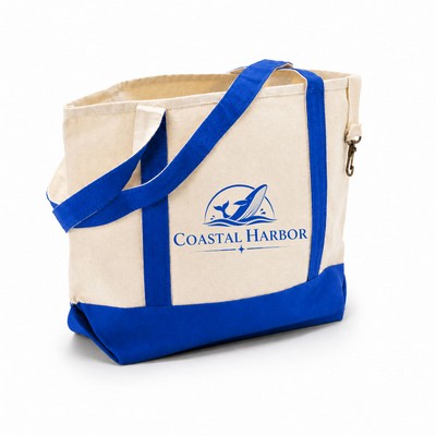 Two-Tone Accent Gusseted Tote Bag - 13" x 18" x 6"
