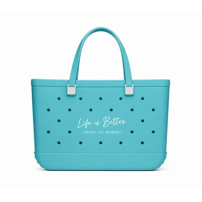 Colorful Waterproof EVA Beach Tote Bag with Perforated Design