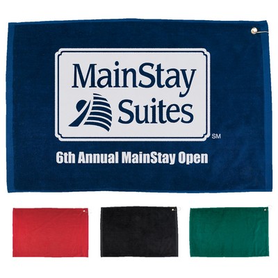 16" X 25" Hemmed Golf Towel with Grommet And Hook