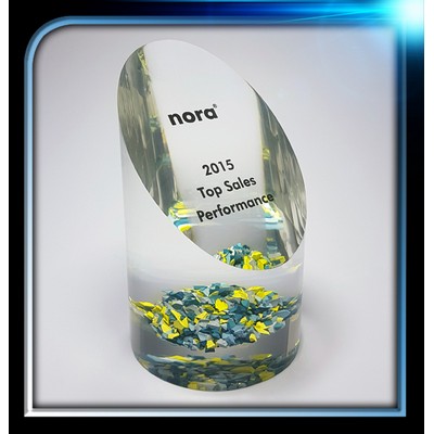 Lucite Slanted Top Cylinder Award (3 1/2" x6 1/4" x 3 1/2")