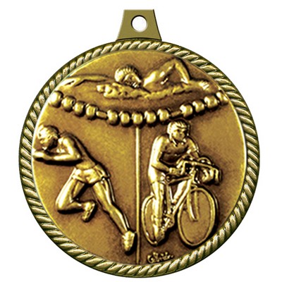 Stock Medal w/ Rope Border (Triathlon) 2 1/4"