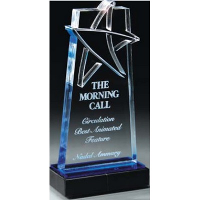 Blue Deep Lasered Star Award (4"x7")