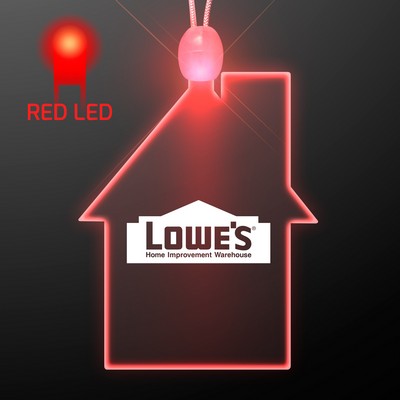Imprinted House Light Up Necklace with Red LED - PRINTED