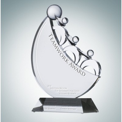 Teamwork 3 Men Optical Crystal Award Plaque