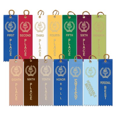 Stock Victory Torch Square Top Award Ribbon (1 5/8"x6")