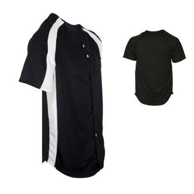 Adult Full Button Pro-Weight Mesh Pro-Style Baseball Jersey Shirt w/ Contrast Sleeve