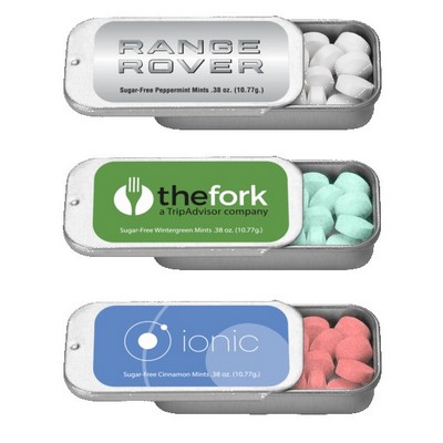 2" x 1" Small Silver Rectangular Slider Tin with Mints