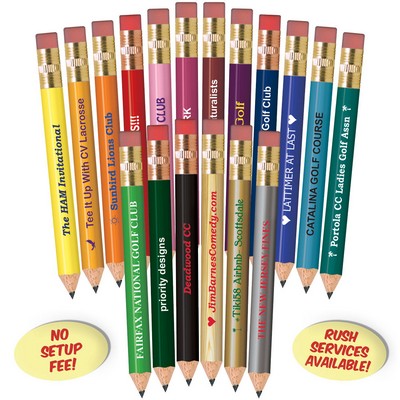 Gold Round Golf Pencils with Erasers