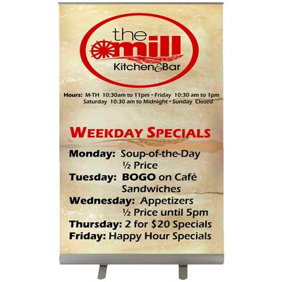 Tradition Junior - 3-N-1 Retractable Banner - Silver Stand. Full Color