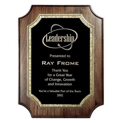 Black with Gold Florentine on Notched Corner Genuine Walnut