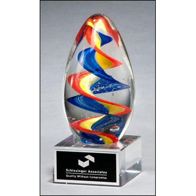 Egg Shaped Art Glass Award 6"h