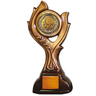 Stock 15" Victory Trophy- 2" Table Tennis Coin With Engraving Plate