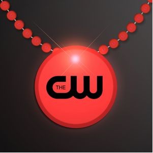 Red LED Circle Badge with Beads - Domestic Imprint