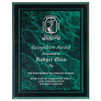 Green Marble Border Clear-Plaque Acrylic (9" x 11")