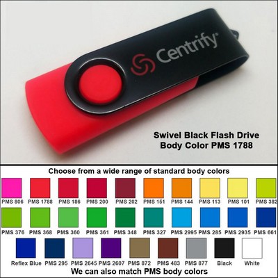 Swivel Black Flash Drive - 4 GB Memory - Body PMS 1788