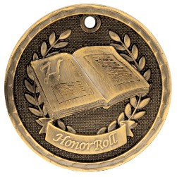 2" Antique Finish 3D Honor Roll Medal