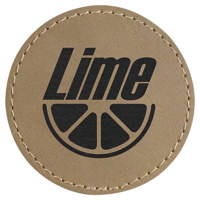 2-1/2" Diameter Round Patches, Light Brown Laserable Leatherette