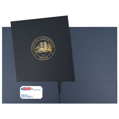 Linen paper 2-pocket presentation folder
